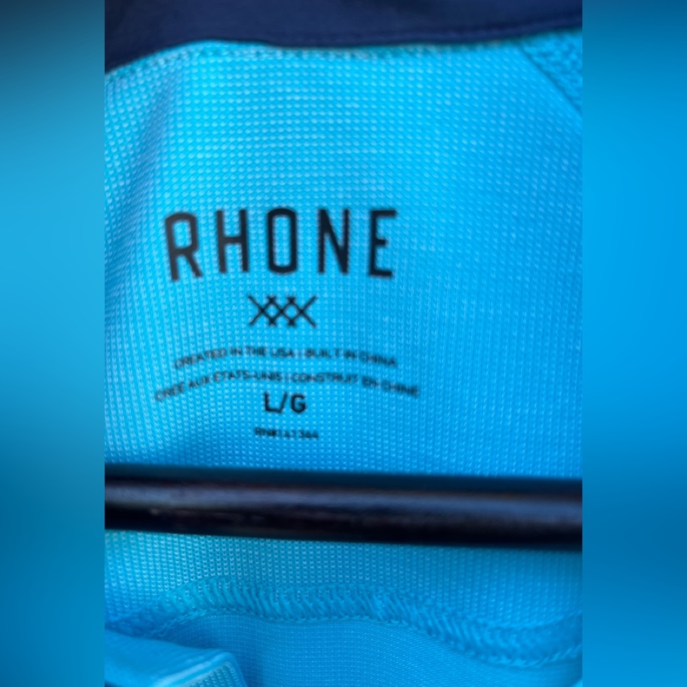 Men's Rhone Delta Polo Shirt  Short Sleeve Stretch aqua Performance L - Picture 4 of 5